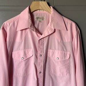 Sheplers Men's‎ Vintage 80s Western Snap Long Sleeve Shirt, Pink,15 1/2-35 (L)